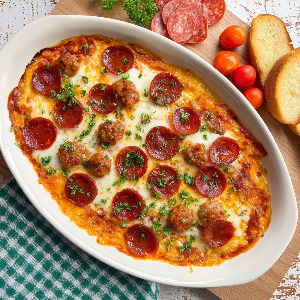 Hot Honey Pepperoni and Sausage Pizza Dip Recipe - Recipe Image