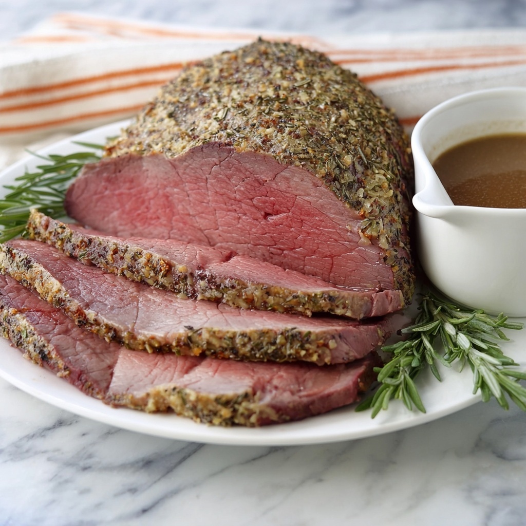 Herb Crusted Sirloin Tip Roast with Fennel Brown Gravy Recipe - Recipe Image