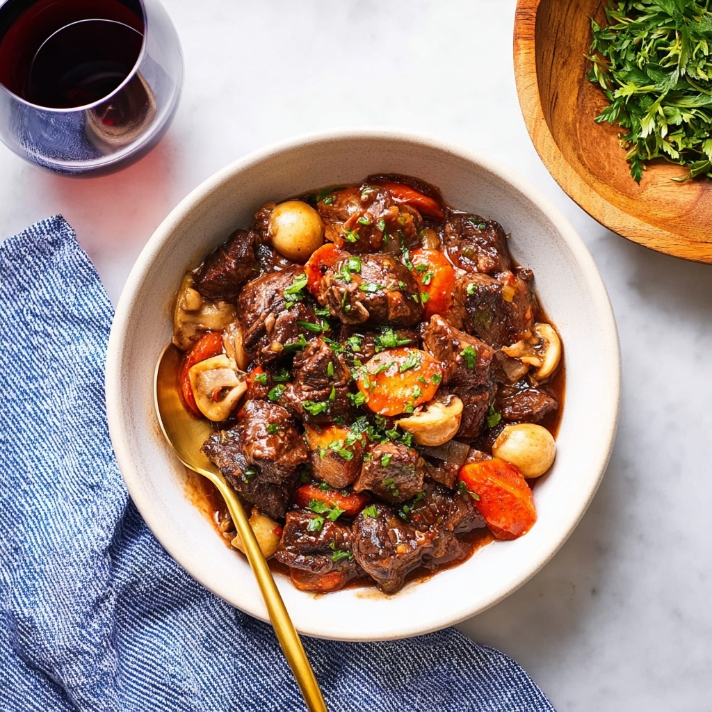 Red Wine Beef Stew with Bacon and Vegetable Topping Recipe - Recipe Image