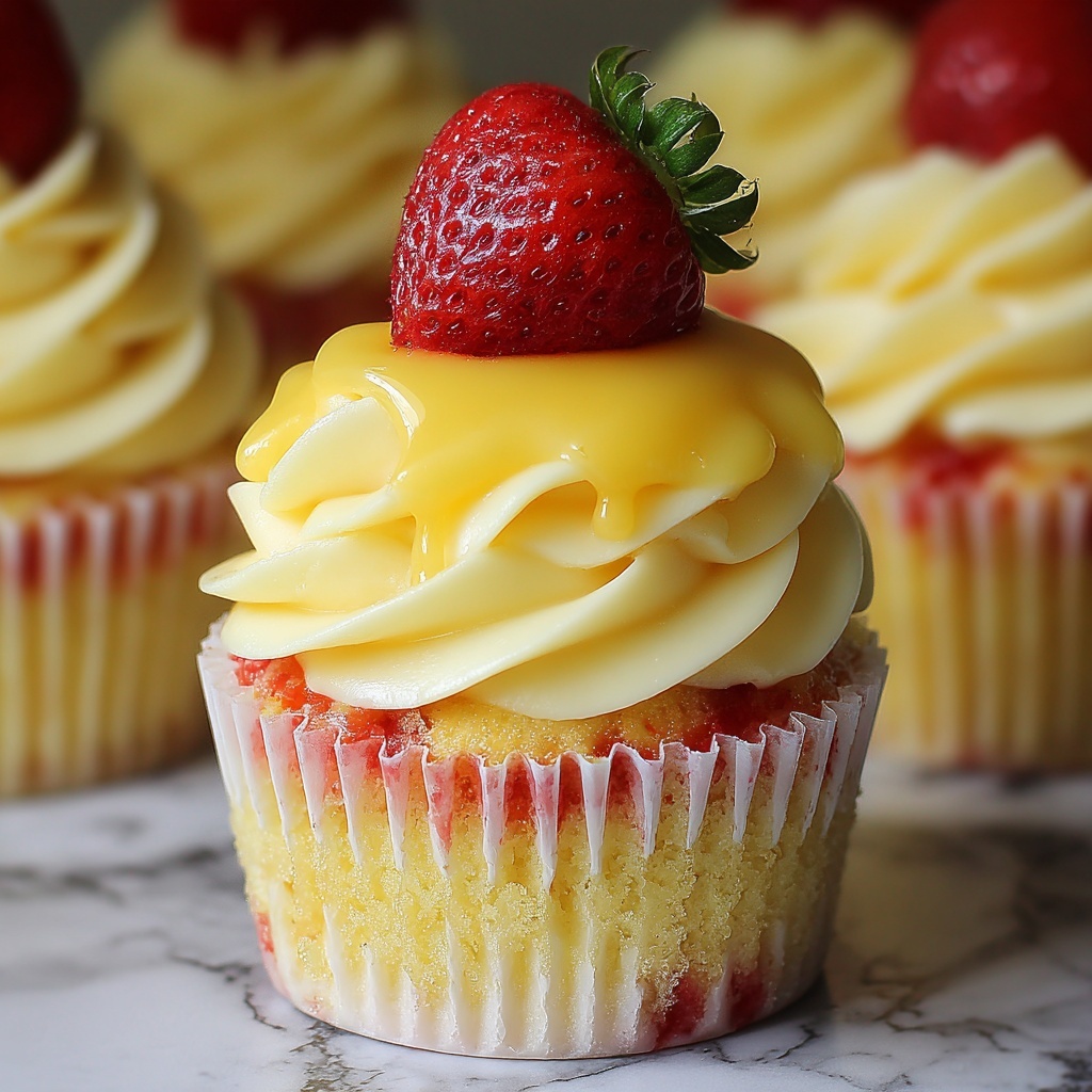 Strawberry Mango Cupcakes with Mango Buttercream Recipe - Recipe Image