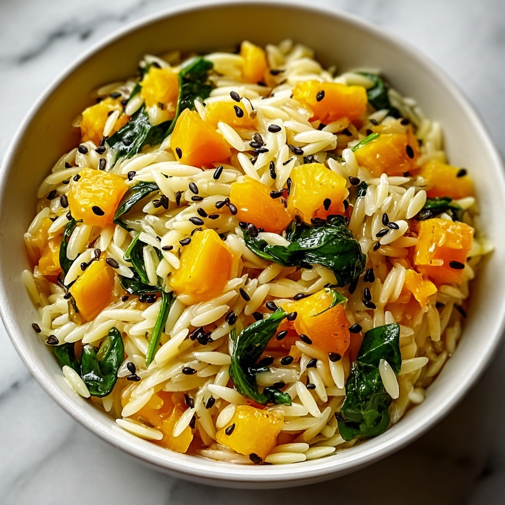 Creamy Orzo with Roasted Butternut Squash and Spinach Recipe - Recipe Image