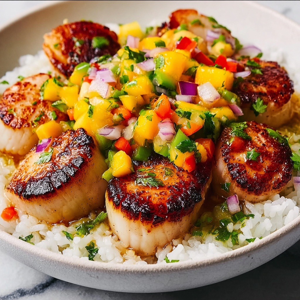 Island-Style Seared Scallops with Mango Salsa Recipe - Recipe Image