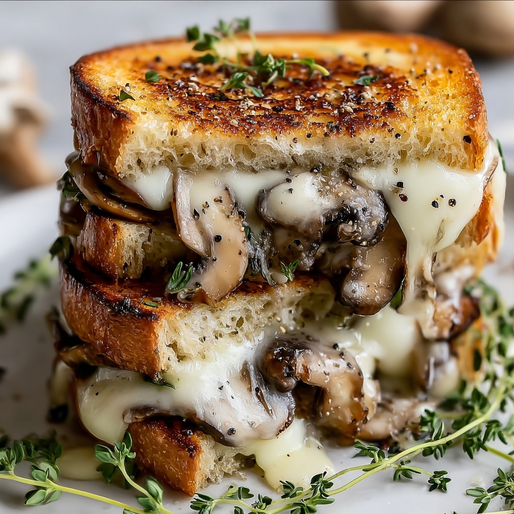Garlic Mushroom Grilled Cheese Recipe - Recipe Image