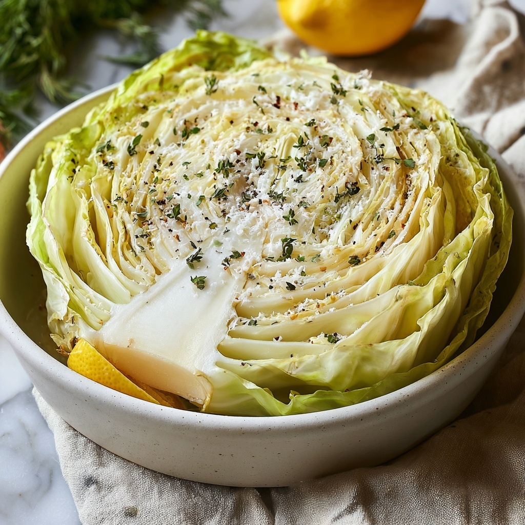 Slow Cooker Garlic Parmesan Whole Cabbage with Lemon Butter Recipe - Recipe Image