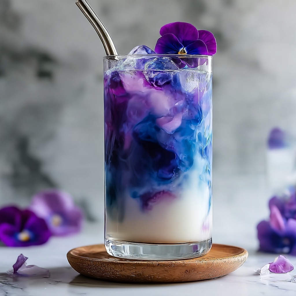 Iced Butterfly Pea Flower Tea Latte Recipe - Recipe Image