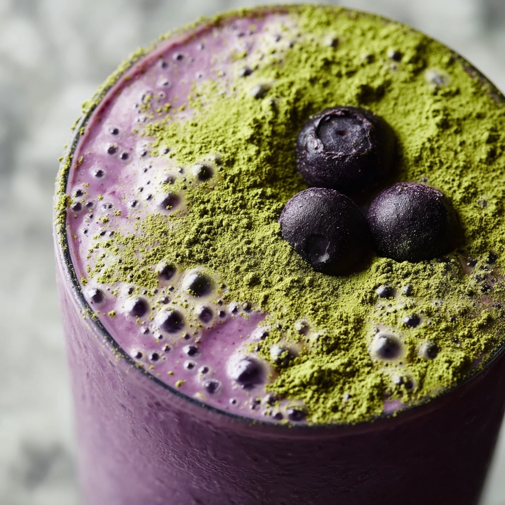 Wild Blueberry Vanilla Matcha Smoothie Recipe - Recipe Image
