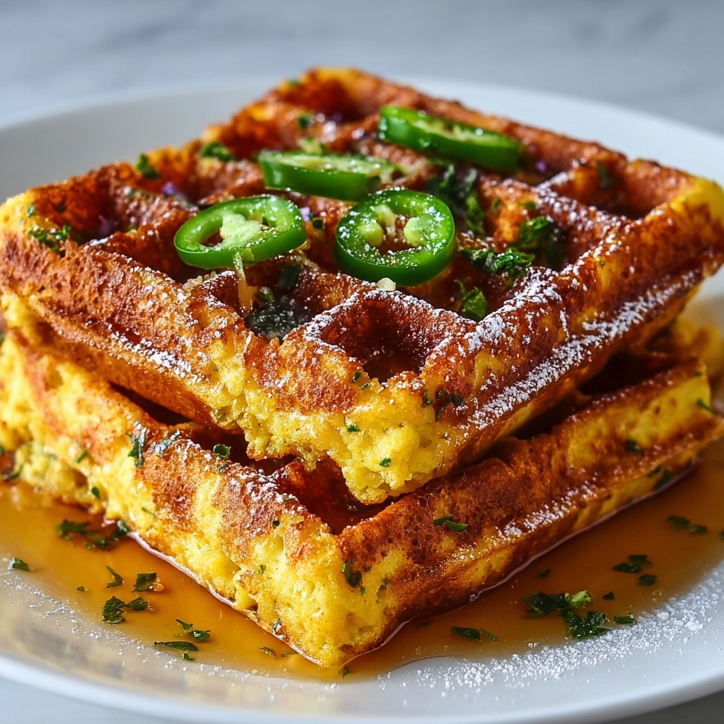 Cheddar Jalapeño Cornbread Waffles: Crispy & Cheesy Bliss! Recipe - Recipe Image