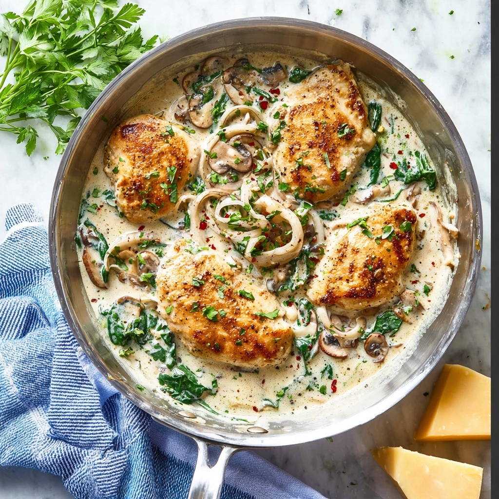 Creamy Spinach Mushroom Chicken Recipe - Recipe Image