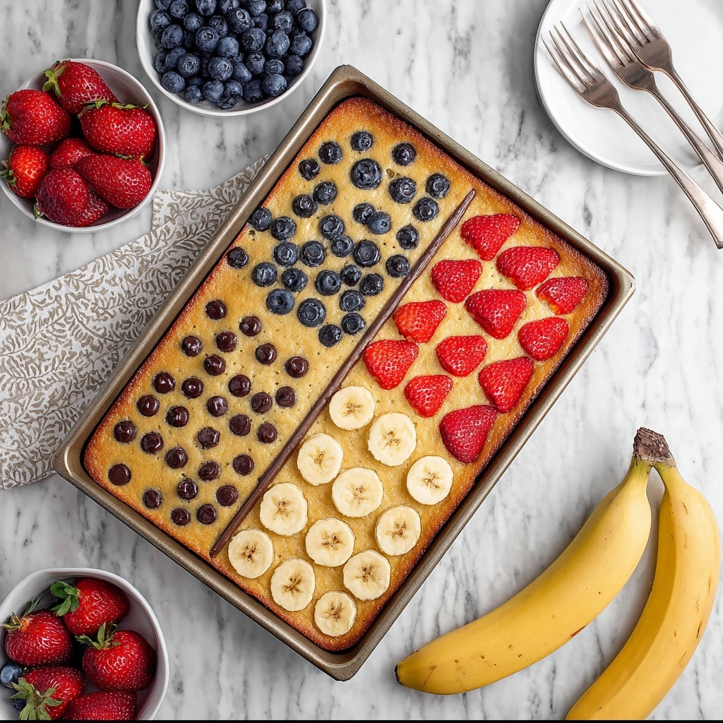 Sheet Pan Pancakes with Strawberries, Blueberries, Bananas, and Chocolate Chips Recipe - Recipe Image