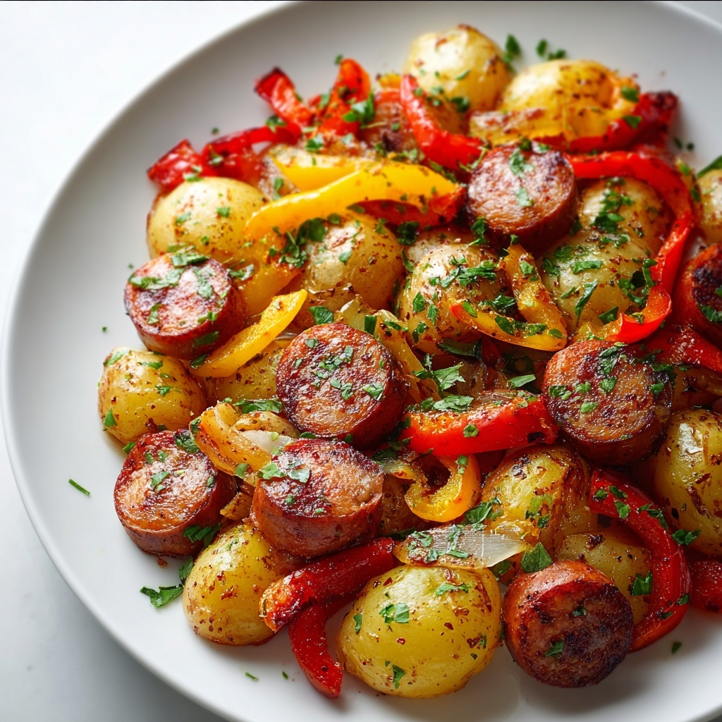 Quick Cajun Sheet Pan Chicken Sausage & Potato Bake Recipe - Recipe Image