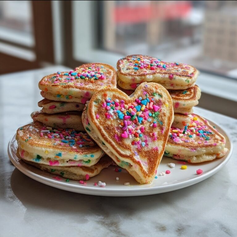 Rainbow Sprinkle Heart Pancakes Recipe