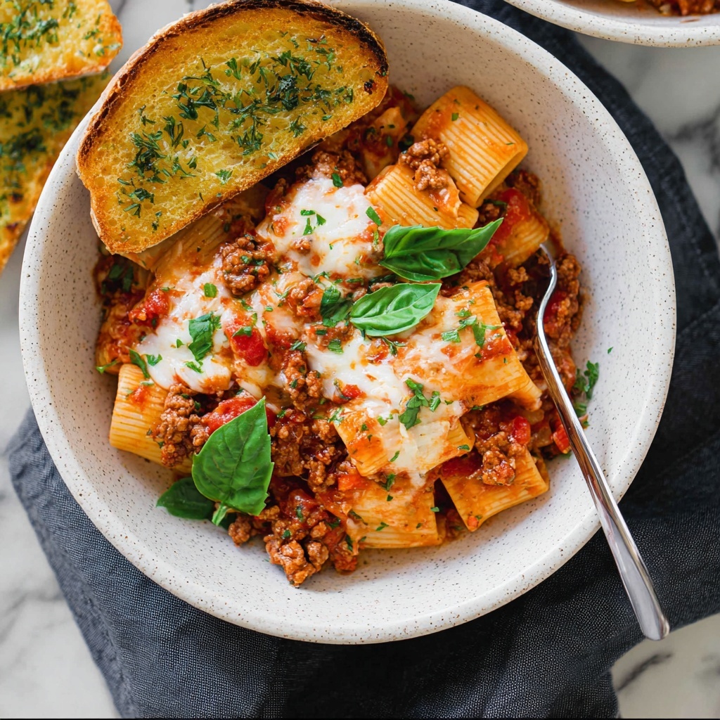 Baked Rigatoni with Ground Beef, Tomato Sauce, and Cheese Recipe - Recipe Image