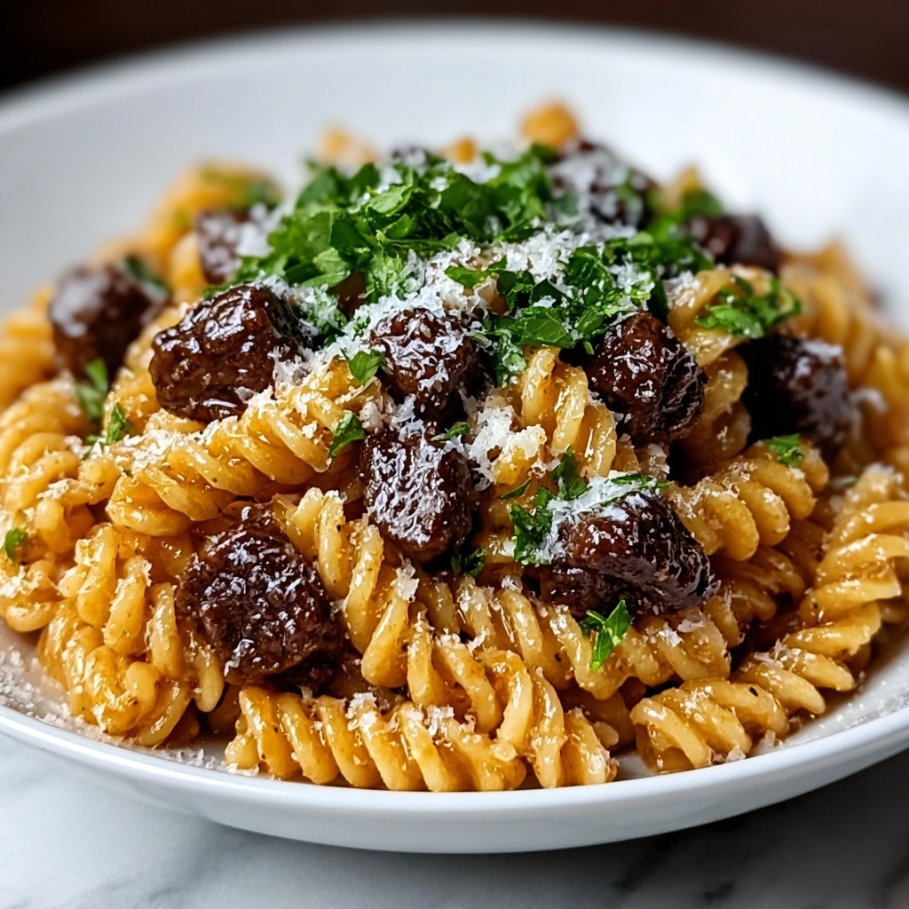 Beef Rotini with Garlic Parmesan Sauce Recipe - Recipe Image