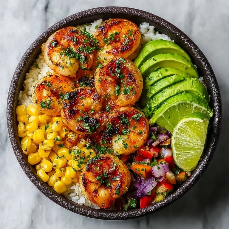 Grilled Shrimp Bowl with Avocado & Corn Salsa Recipe