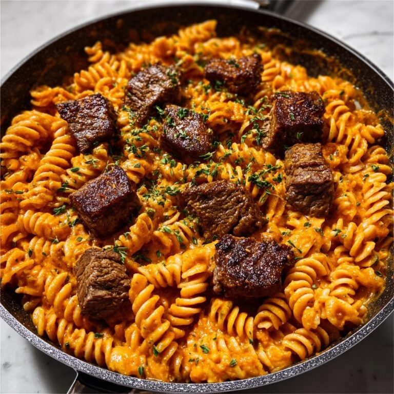 Cheesy Spicy Cajun Steak & Pasta Skillet Recipe
