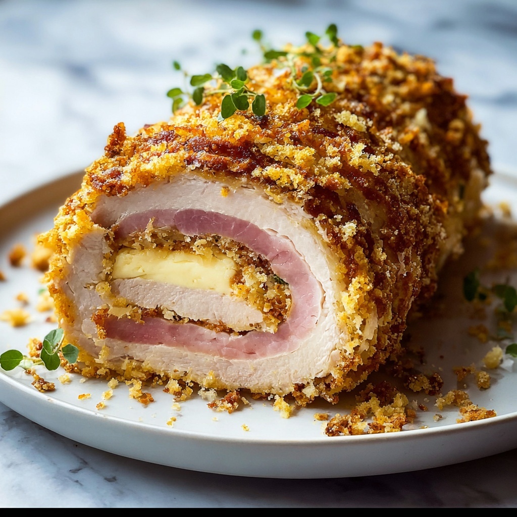 Chicken Cordon Bleu Meatloaf with Dijon Parmesan Sauce Recipe - Recipe Image