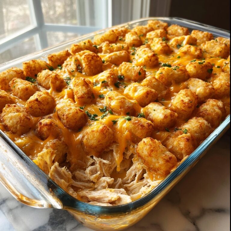 Crockpot Cheesy Chicken Tater Tot Casserole Recipe