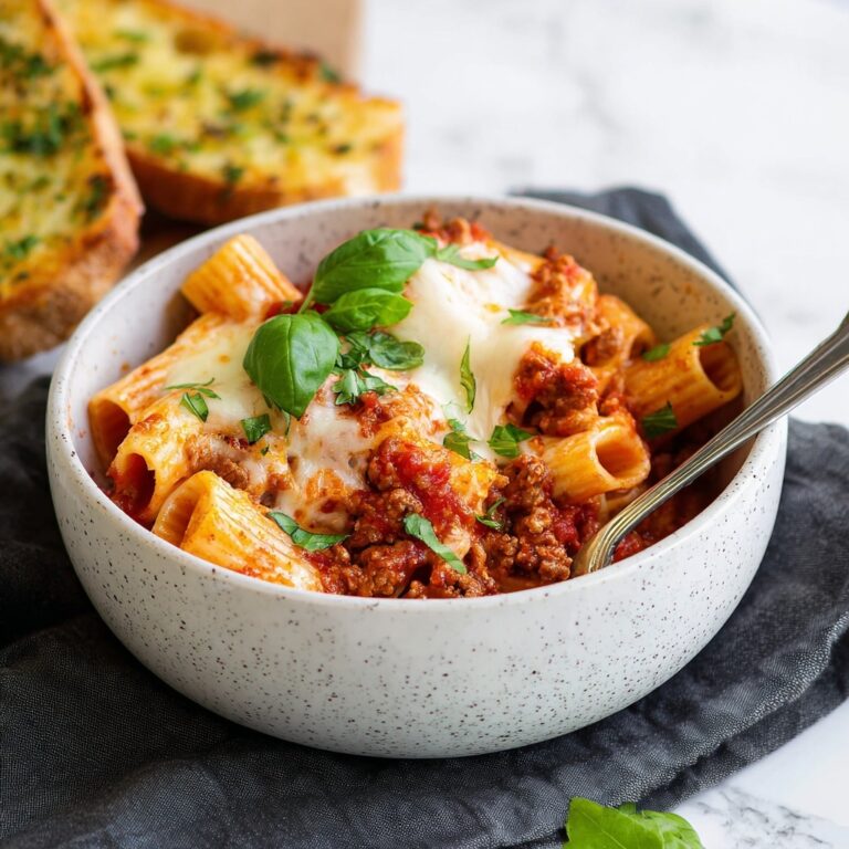 Baked Rigatoni with Ground Beef, Tomato Sauce, and Cheese Recipe