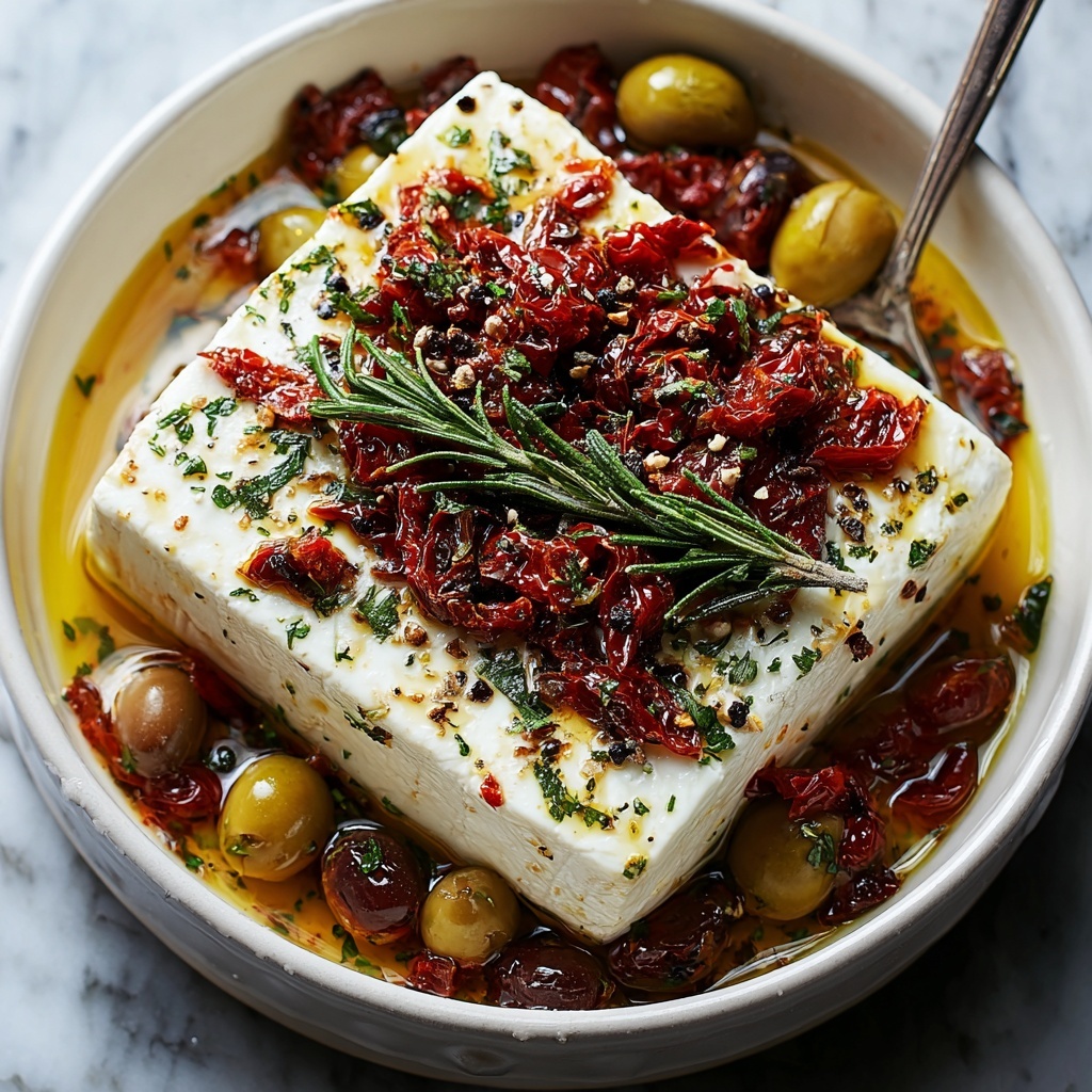Baked Feta with Olives and Sun-Dried Tomatoes Recipe - Recipe Image