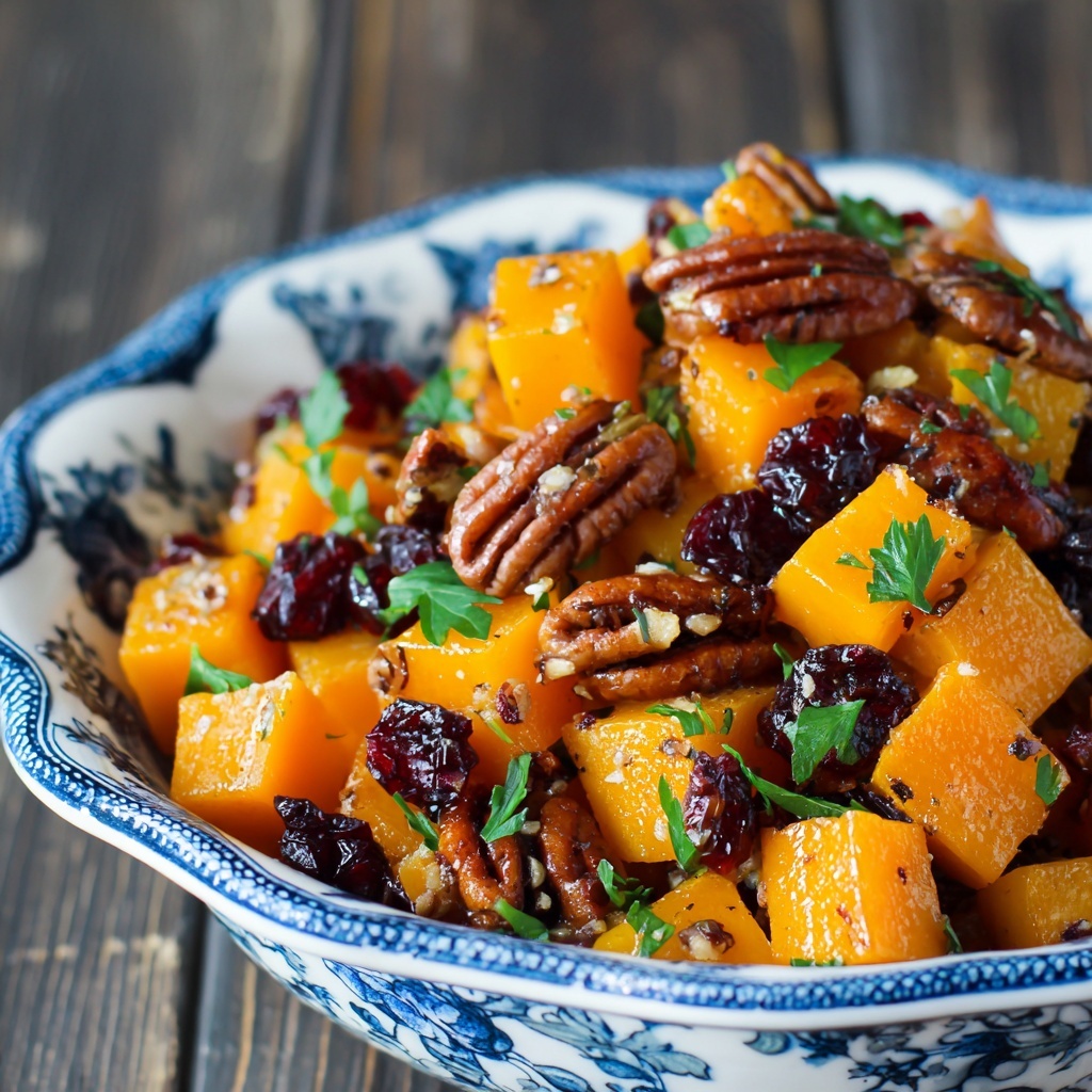 Roasted Butternut Squash with Cranberries and Pecans Recipe - Recipe Image