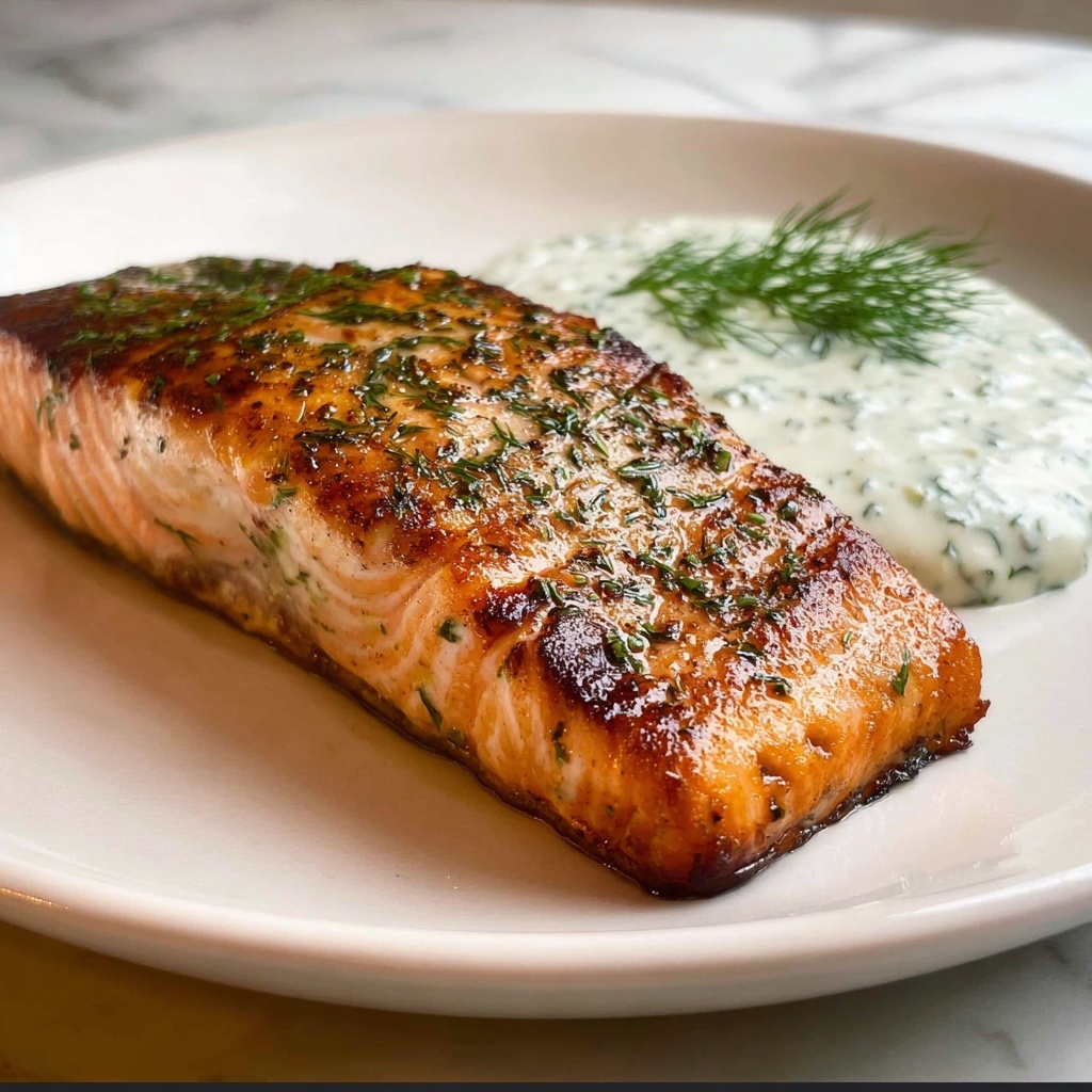 Baked Salmon with Dill Yogurt Sauce Recipe - Recipe Image
