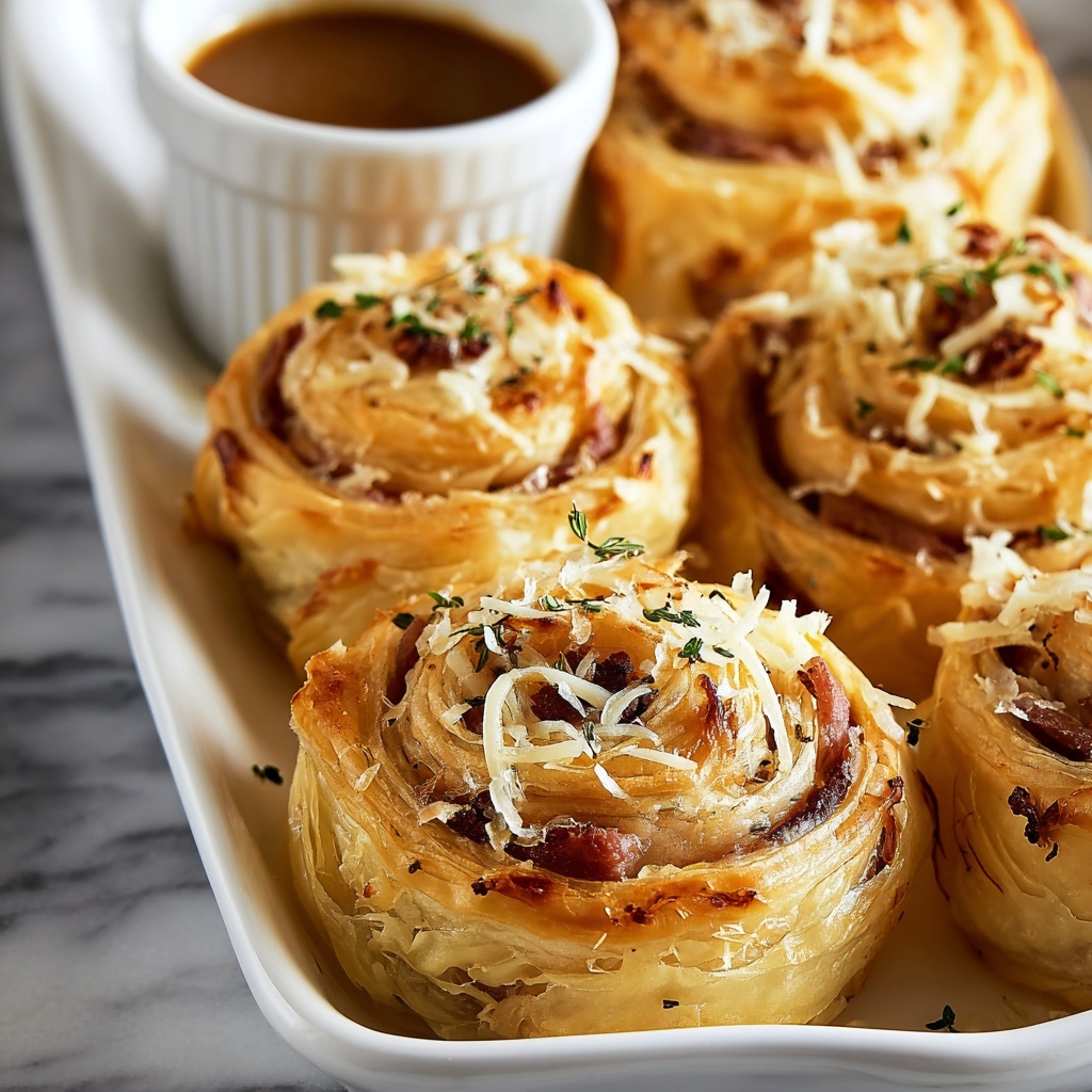French Dip Roast Beef Pinwheels Recipe - Recipe Image