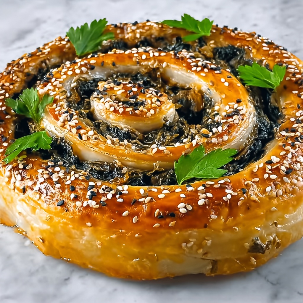 Flaky Spinach and Cheese Spiral (Spanakopita) Recipe - Recipe Image