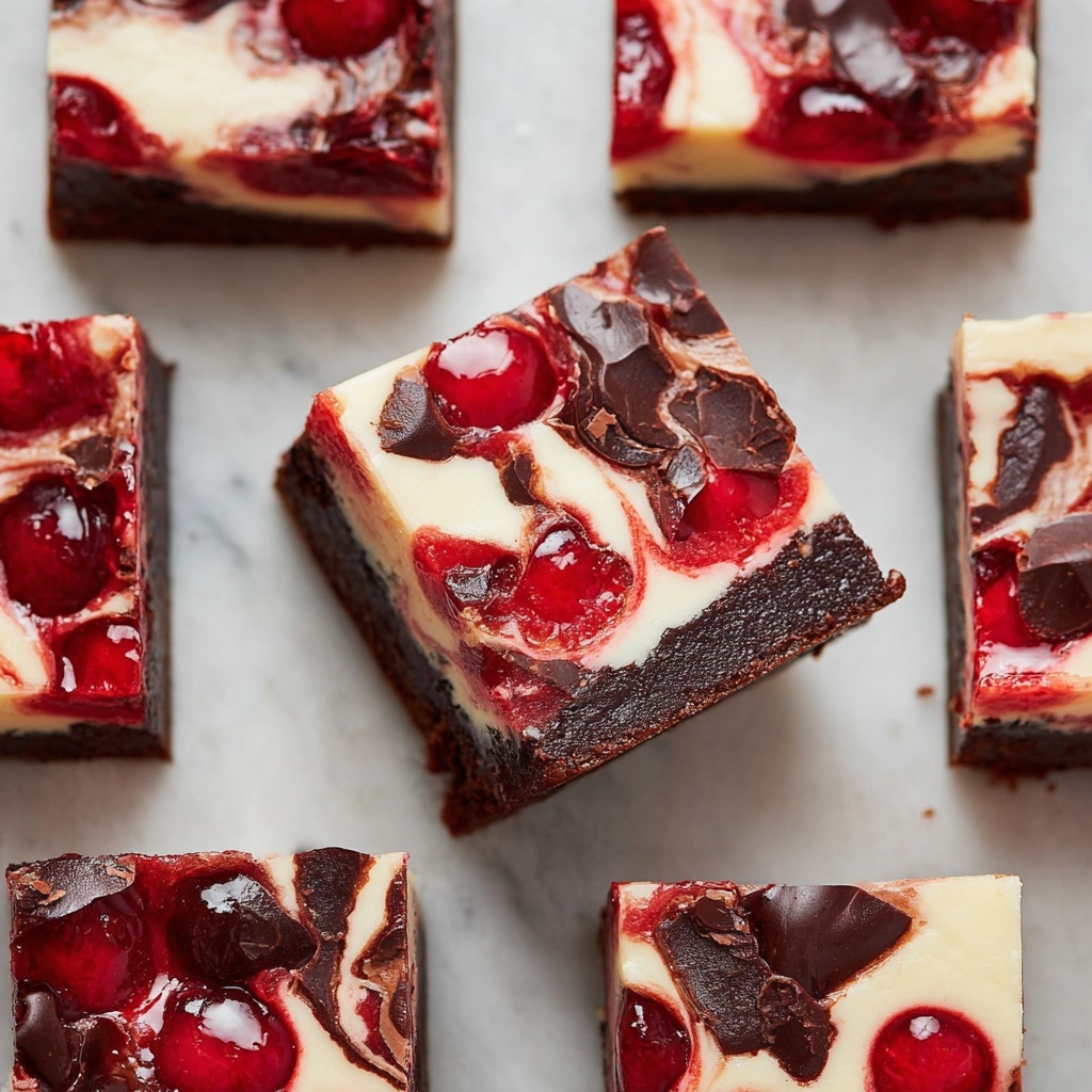 Cherry Chocolate Brownie Cheesecake Bars Recipe - Recipe Image