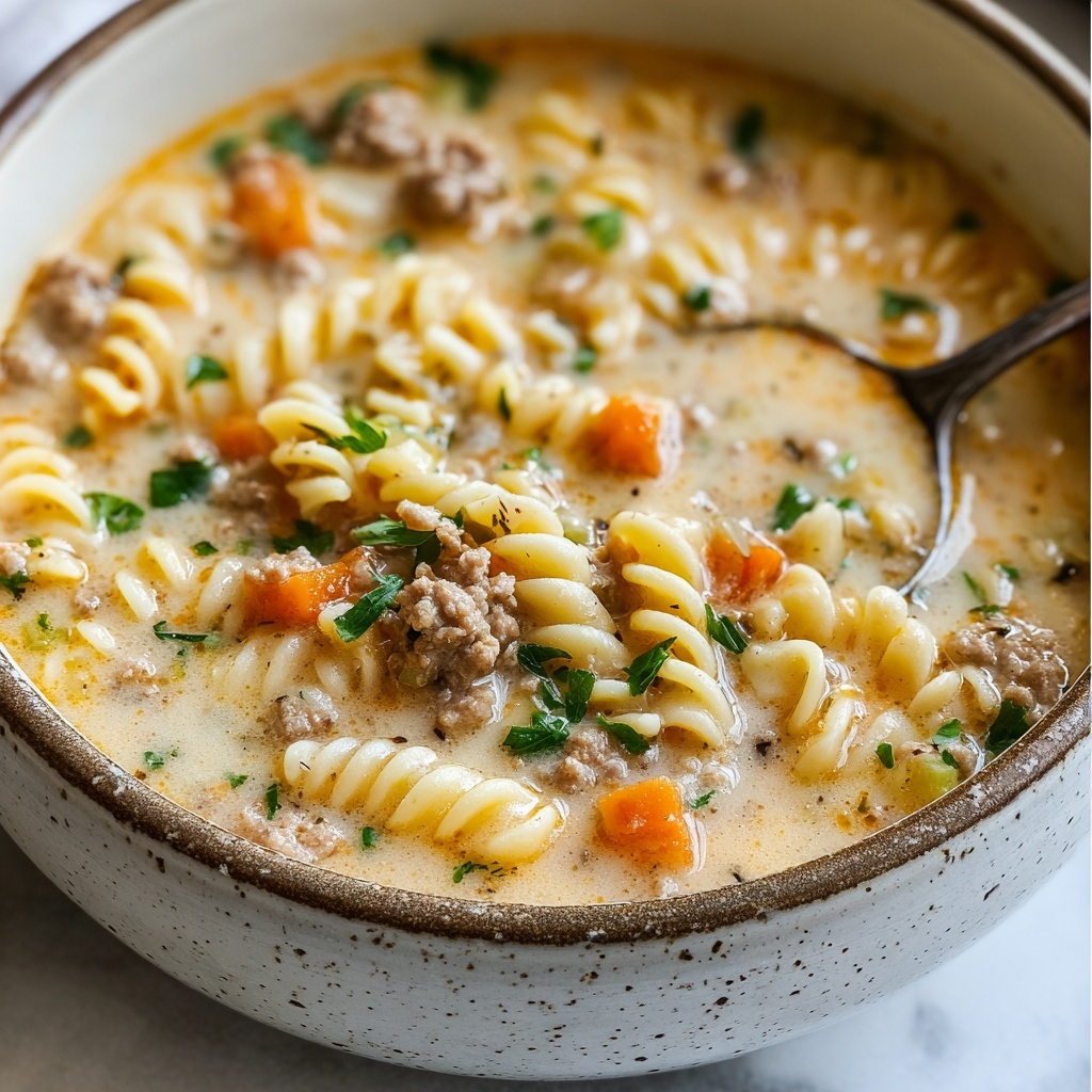 One-Pot Macaroni Cheeseburger Soup Recipe - Recipe Image