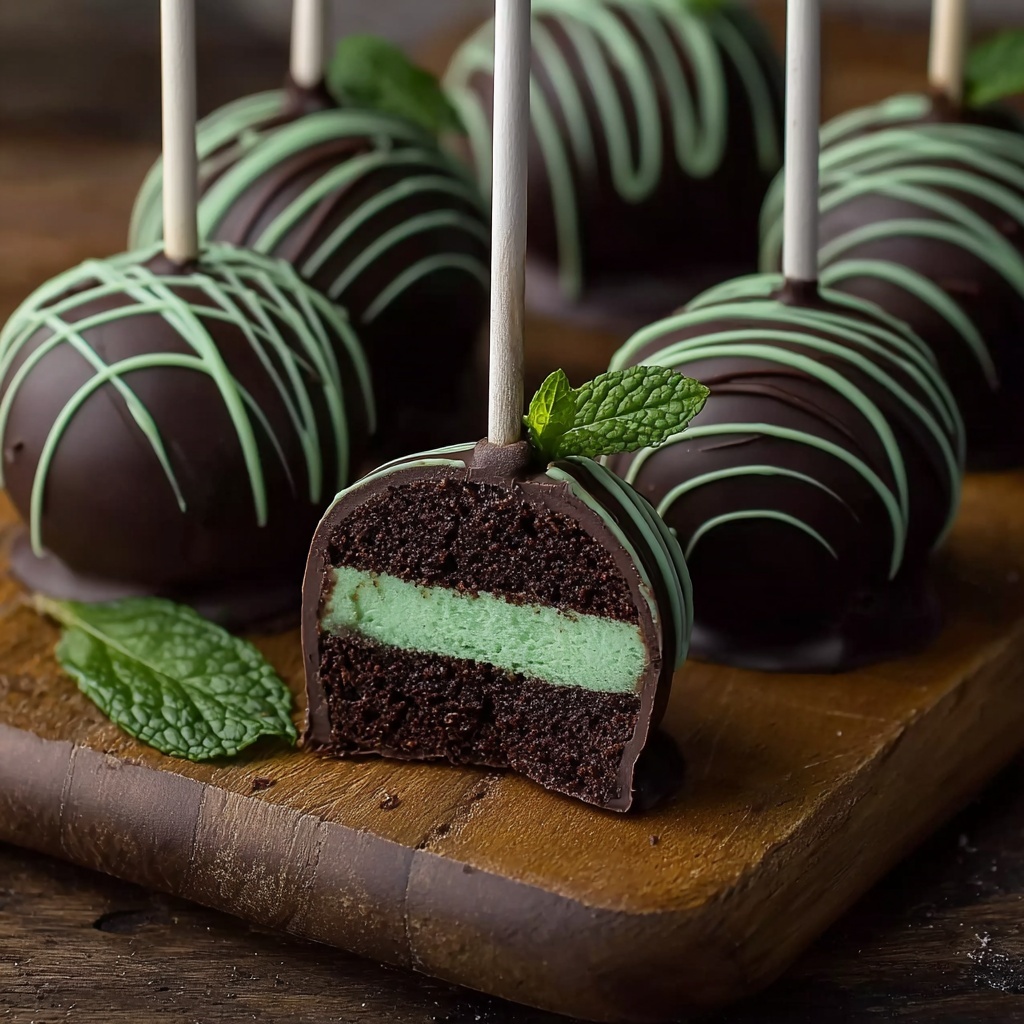 Dark Mint Chocolate Cheesecake Pops Recipe - Recipe Image