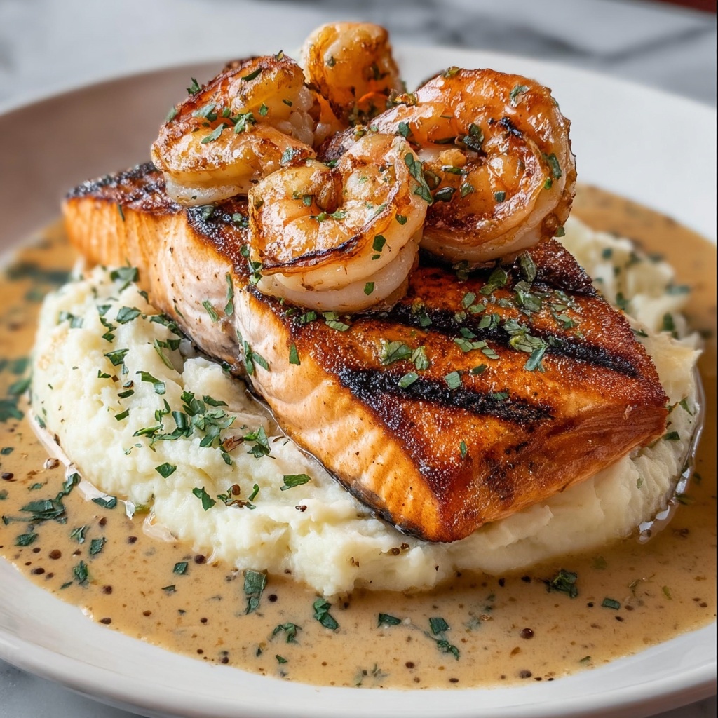 Cajun Salmon and Shrimp in Creamy Parmesan Sauce Recipe - Recipe Image