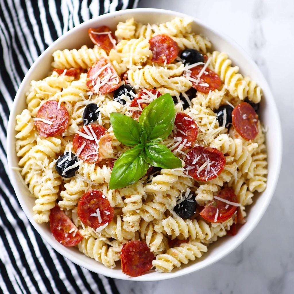 Pepperoni Pizza Pasta Salad Recipe - Recipe Image