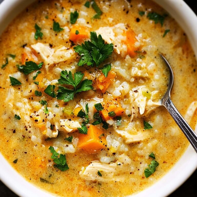 White Chicken Rice Soup with Creamy Parmesan and Mozzarella Recipe