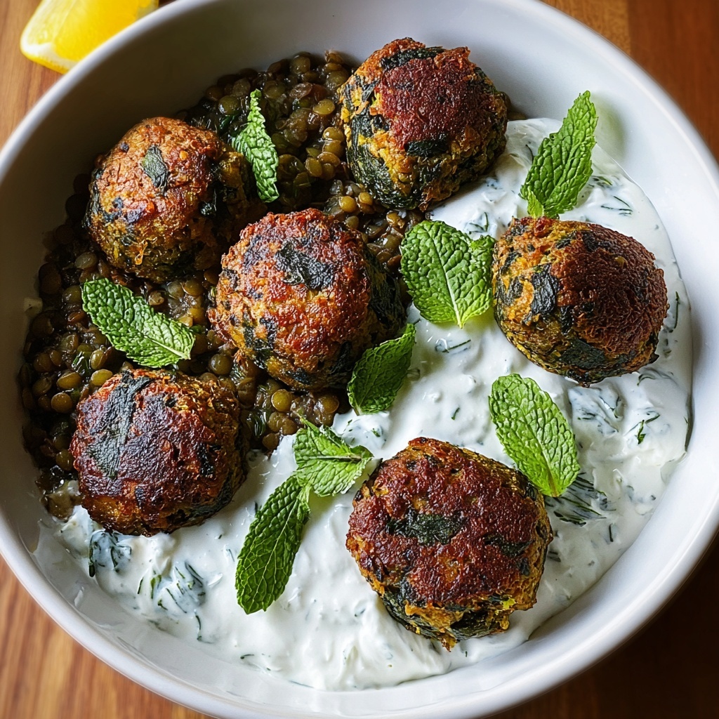 Baked Greek Lentil Meatballs with Tzatziki Recipe - Recipe Image