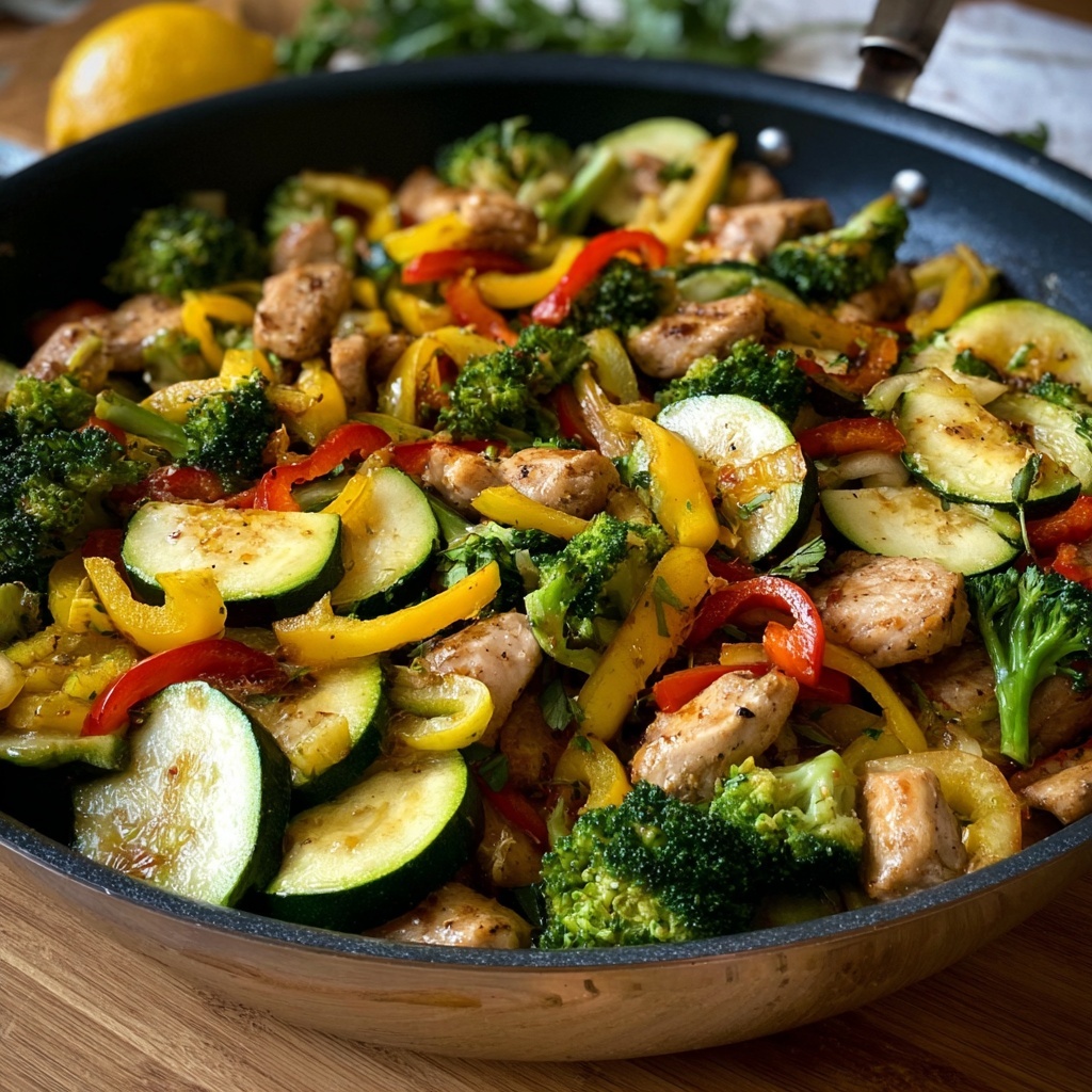 Lemon Garlic Chicken & Veggie Skillet Recipe - Recipe Image