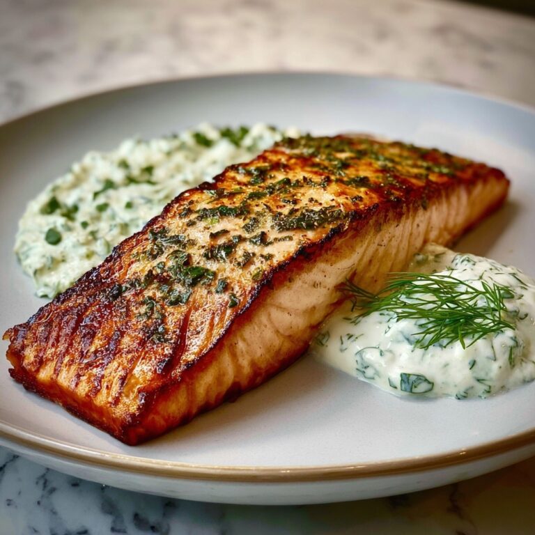 Baked Salmon with Dill Yogurt Sauce Recipe