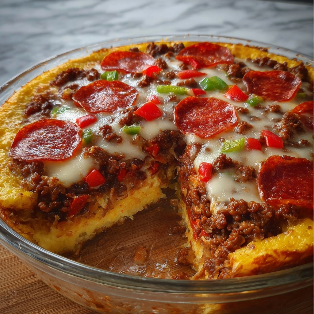 Crock Pot Low Carb Pizza Casserole Recipe - Recipe Image