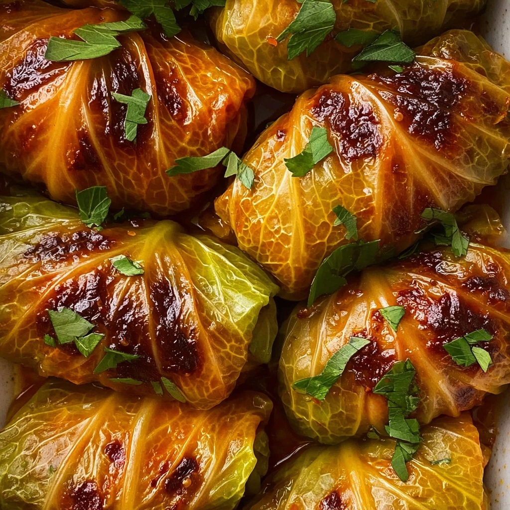 Stuffed Cabbage Rolls with Savory Tomato Sauce Recipe - Recipe Image