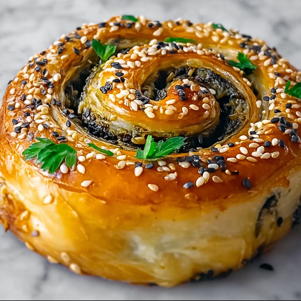 Flaky Spinach and Cheese Spiral (Spanakopita) Recipe - Recipe Image