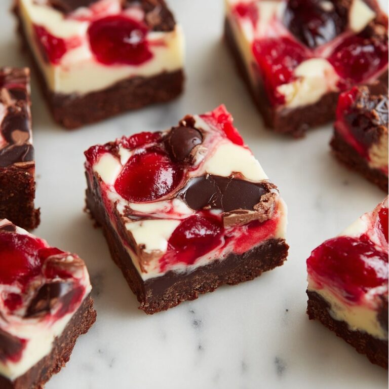 Cherry Chocolate Brownie Cheesecake Bars Recipe