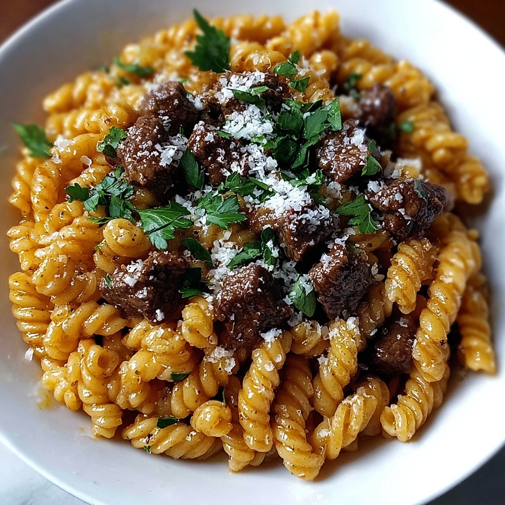 Beef Rotini with Garlic Parmesan Sauce Recipe - Recipe Image