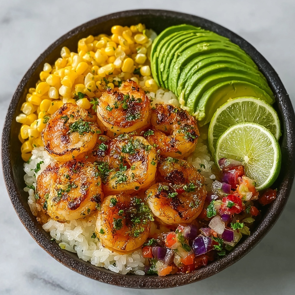 Grilled Shrimp Bowl with Avocado & Corn Salsa Recipe - Recipe Image