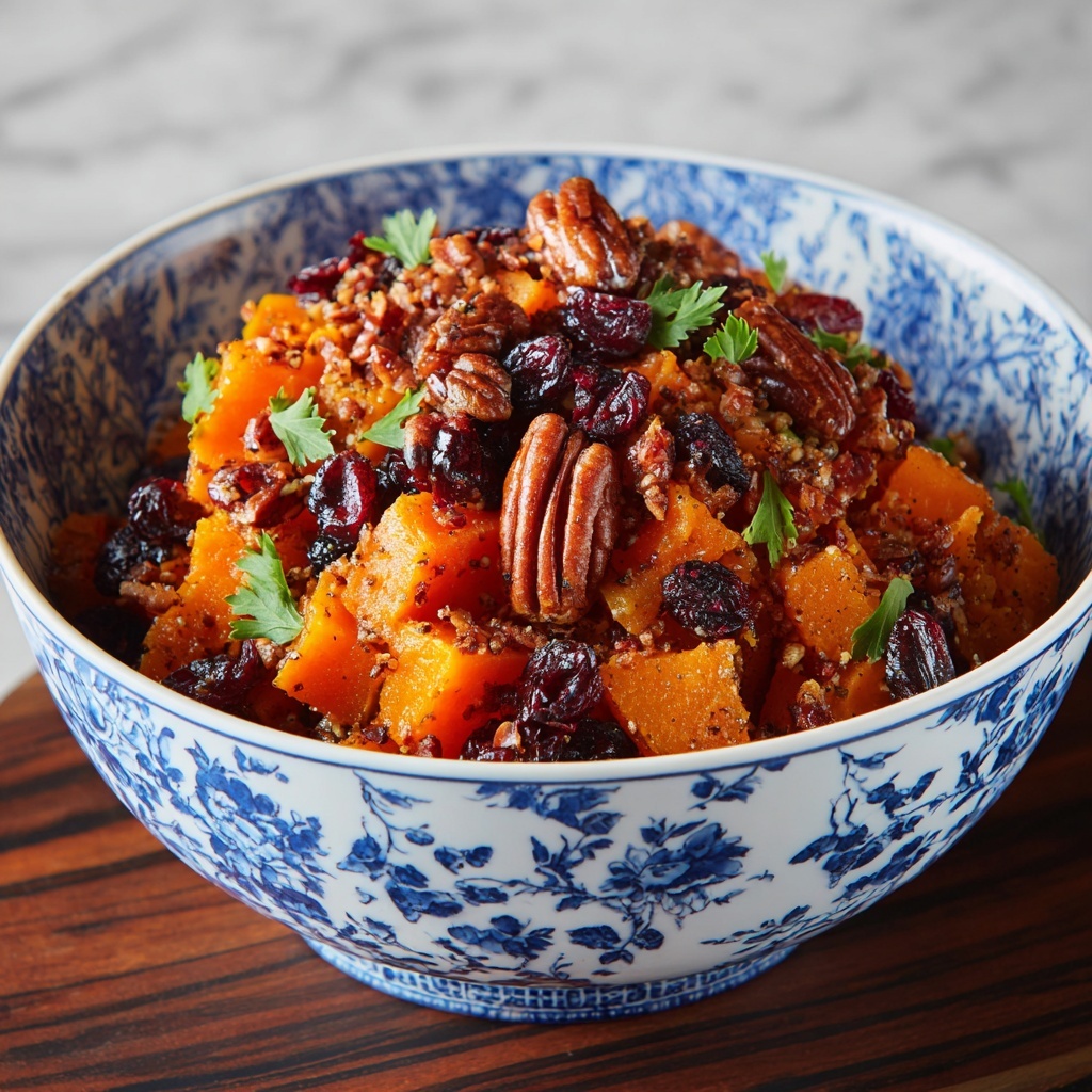 Roasted Butternut Squash with Cranberries and Pecans Recipe - Recipe Image