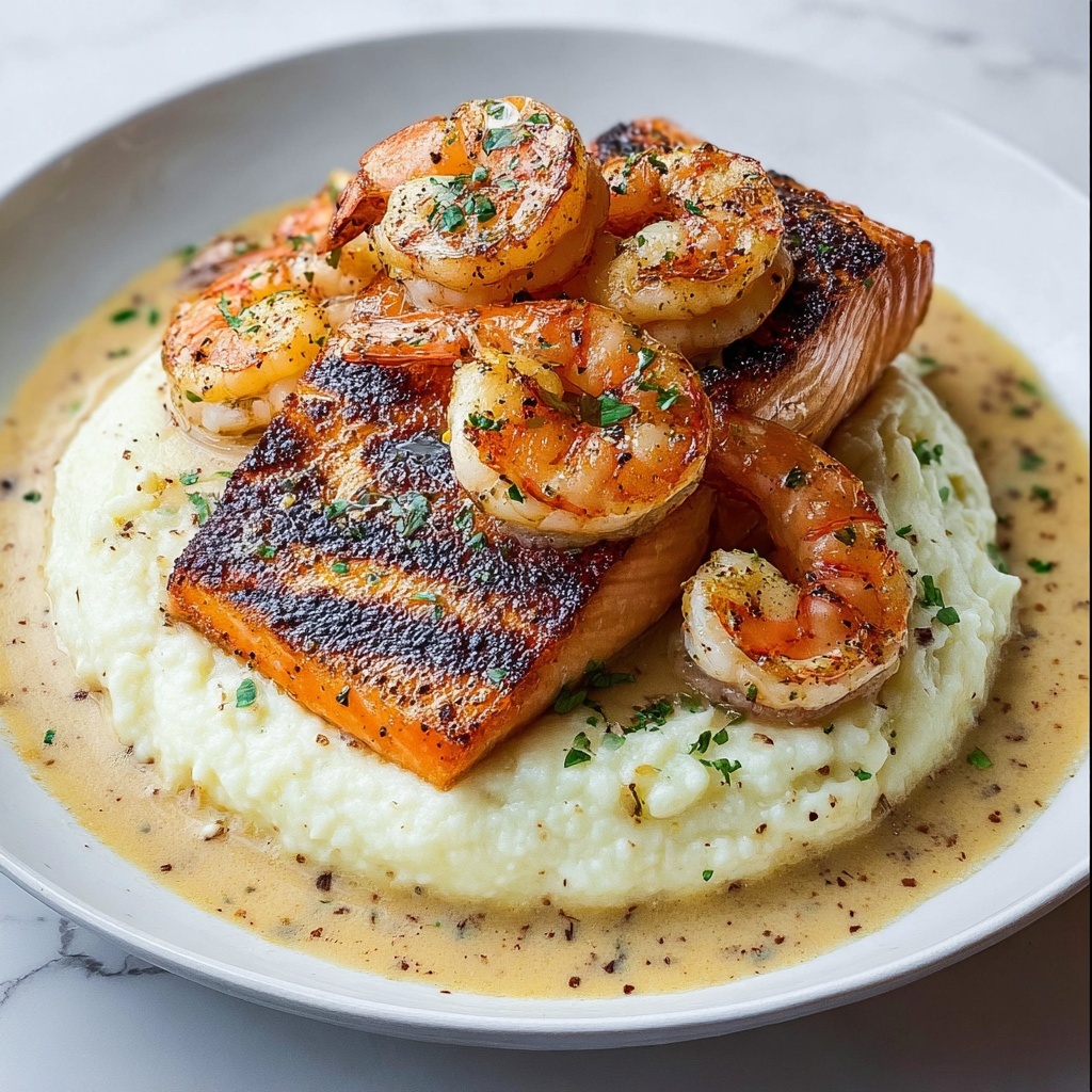 Cajun Salmon and Shrimp in Creamy Parmesan Sauce Recipe - Recipe Image