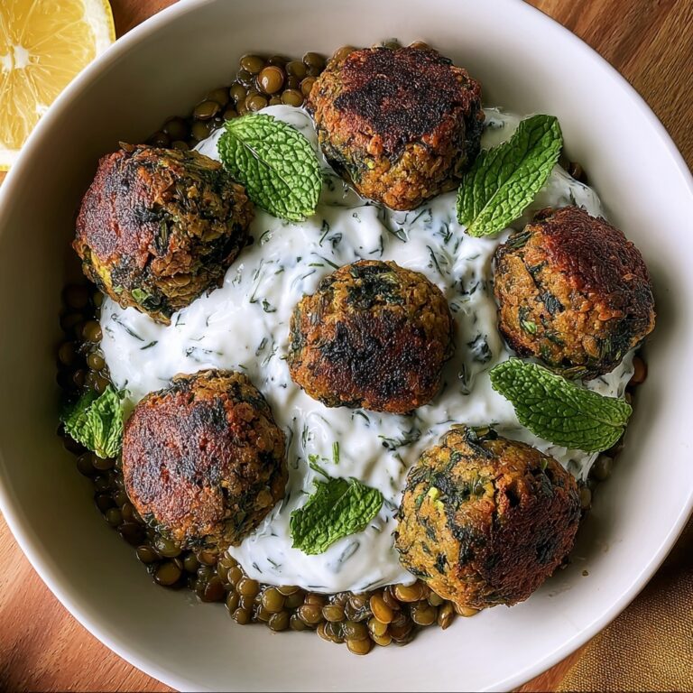 Baked Greek Lentil Meatballs with Tzatziki Recipe