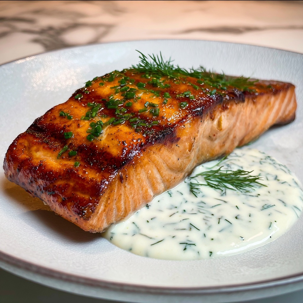 Baked Salmon with Dill Yogurt Sauce Recipe - Recipe Image