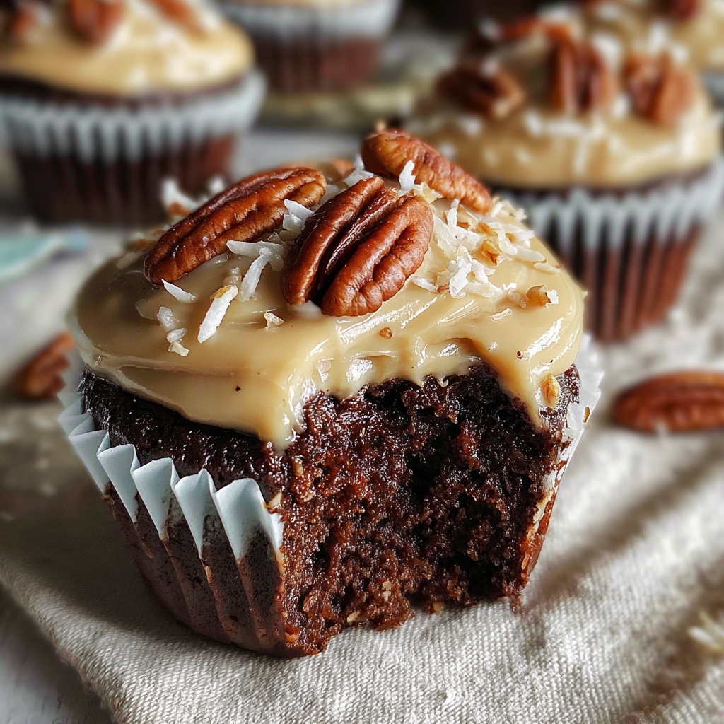 German Chocolate Cupcakes Recipe - Recipe Image
