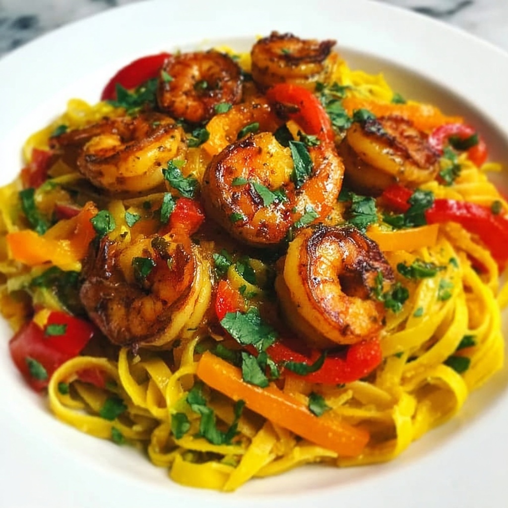 Creamy Jamaican Shrimp Rasta Pasta Recipe - Recipe Image