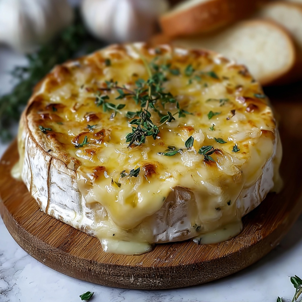 Savory Baked Brie with Garlic and Herbs Recipe - Recipe Image