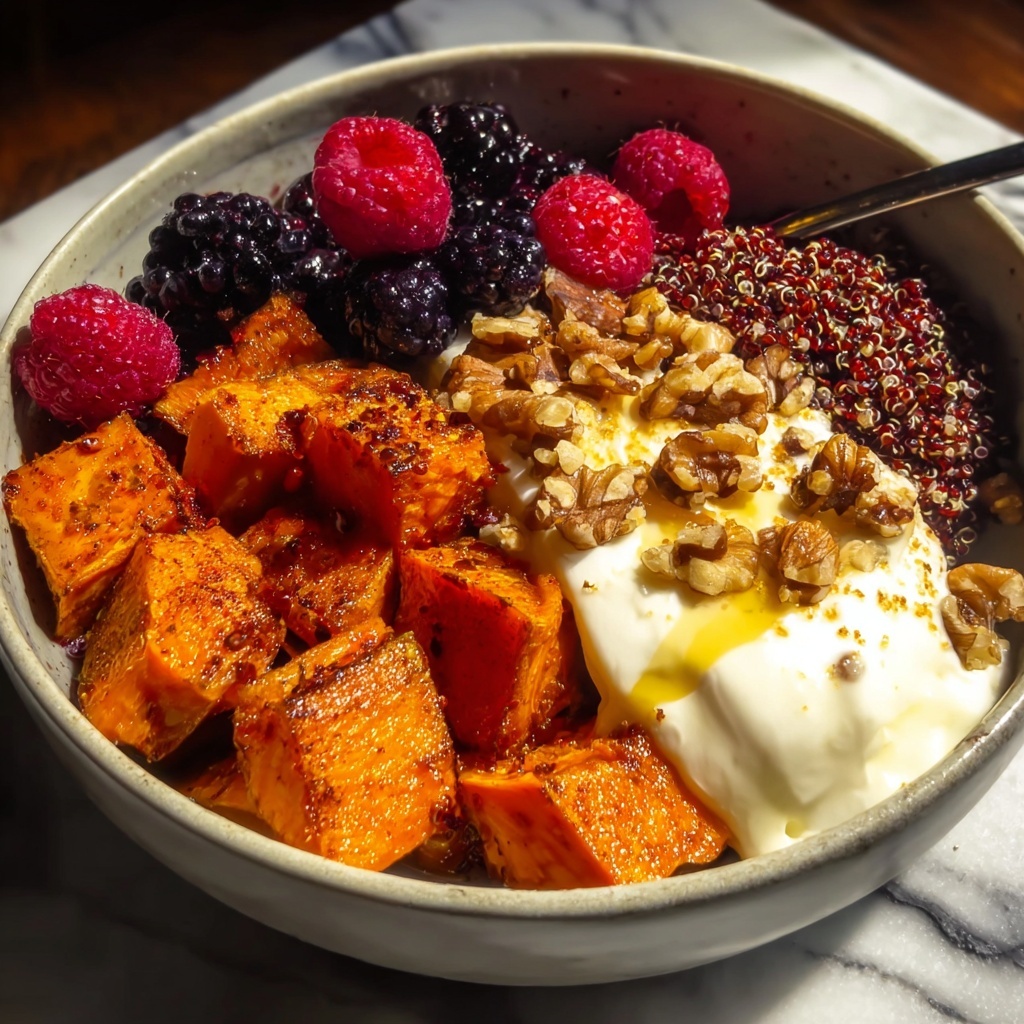 Sweet Potato Breakfast Bowl with Quinoa, Greek Yogurt, and Berries Recipe - Recipe Image